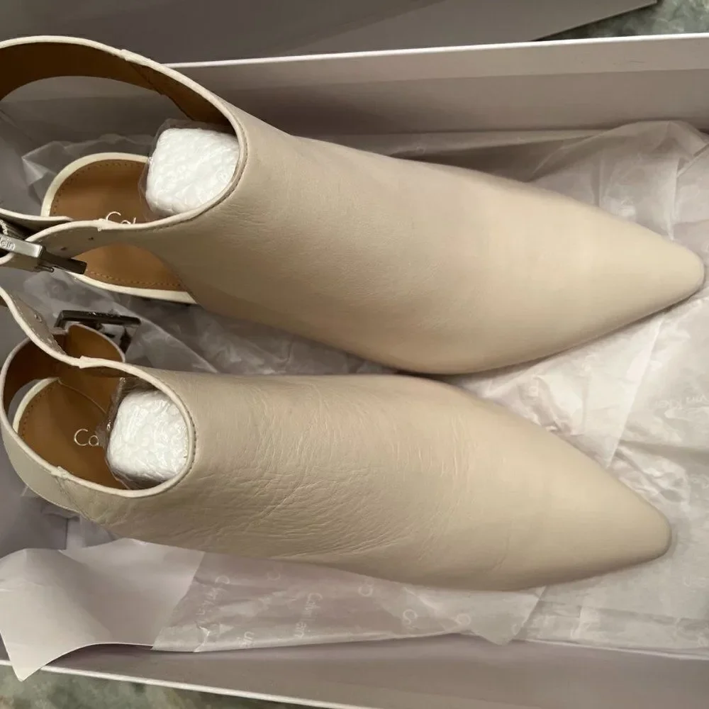 Calvin Klein Womens Nylee Leather Pointed Toe Special Occasion Ankle Strap S 9,5